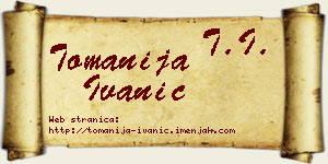Tomanija Ivanić vizit kartica